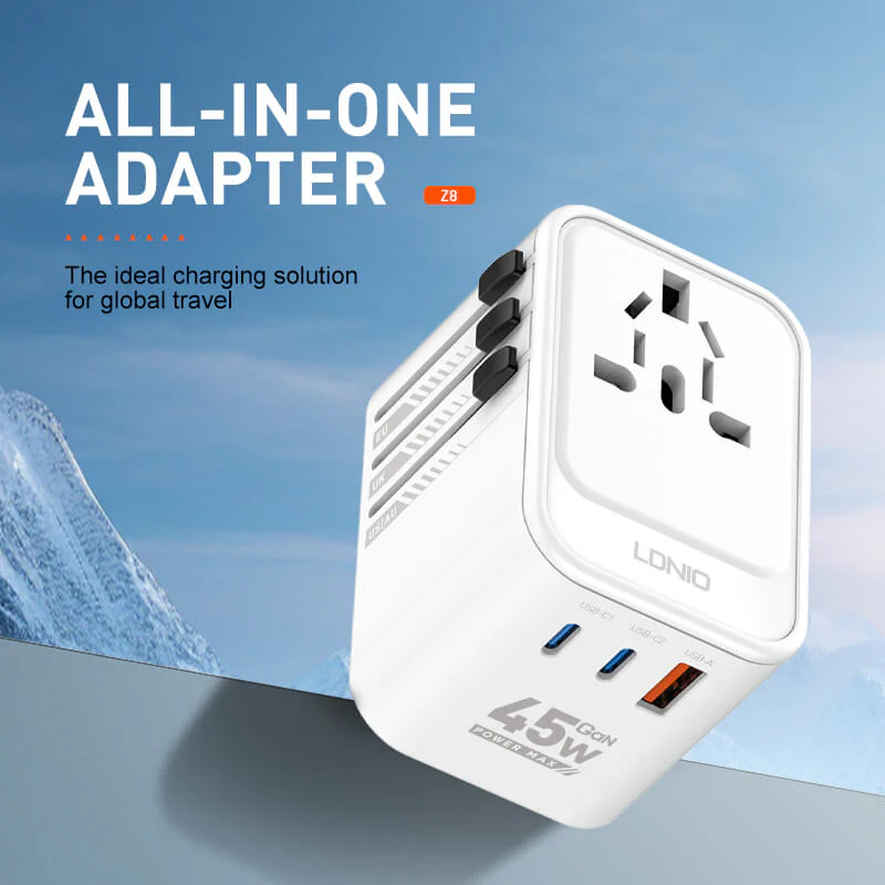LDNIO Z8 Universal GaN Fast Charger Travel Adapter - 45W / White - Image 2