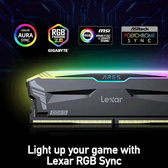Lexar Ares RGB 32GB (2x16GB) DDR5 6800MHz CL34 Memory Kit - White - Image 2