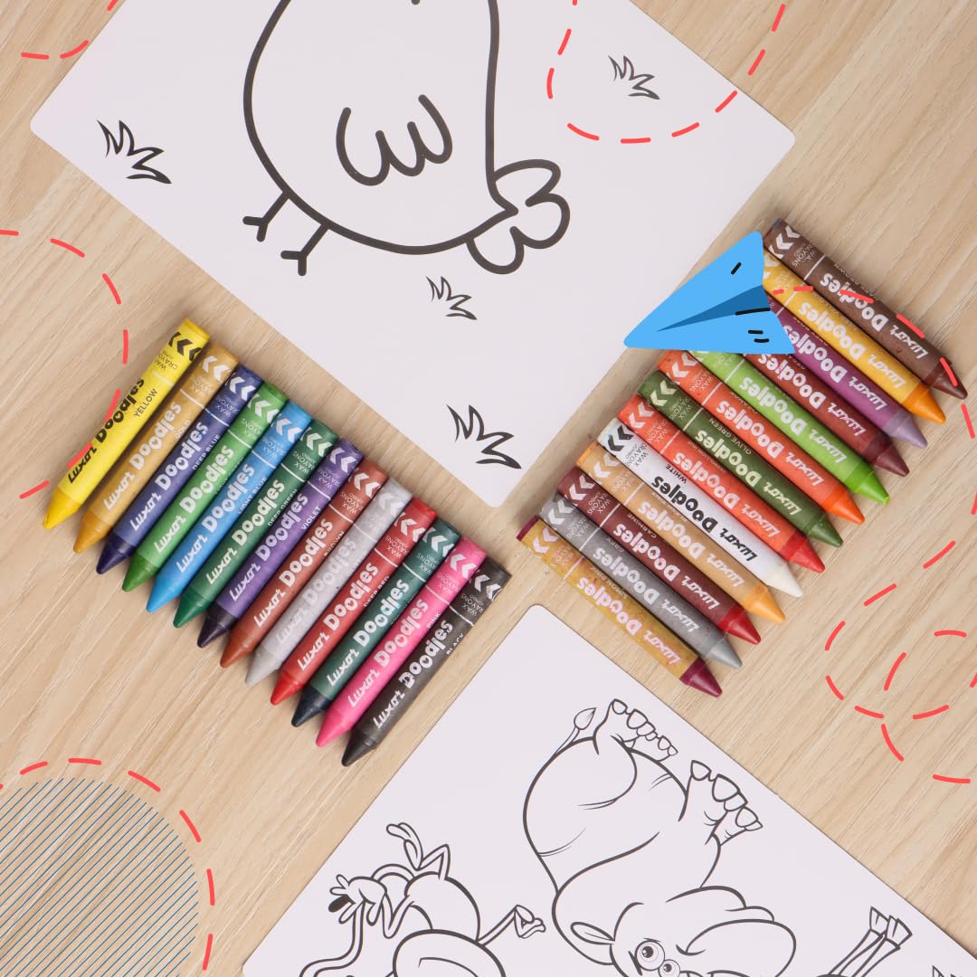 Luxor - Doodles Jumbo Wax Crayons 24 Assorted Shades Set Of 3 - Image 2