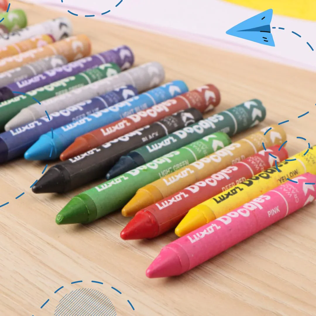 Luxor - Doodles Jumbo Wax Crayons 24 Assorted Shades Set Of 3 - Image 3