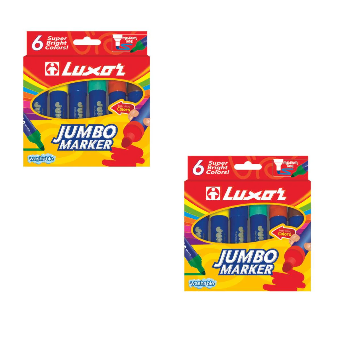 Luxor Jumbo Marker Assorted Set Of 6 Markers Set Of 2 - Image 2