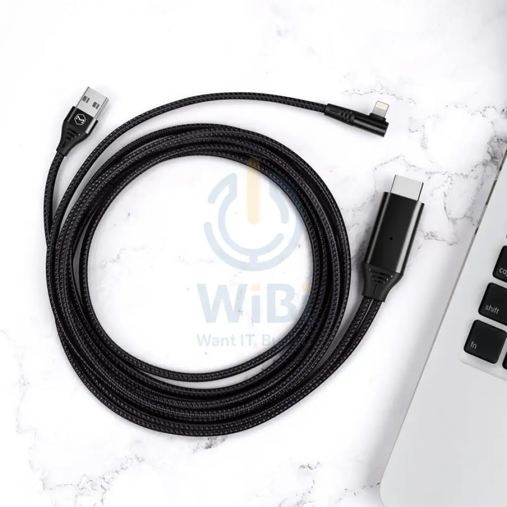 Mcdodo 90 Degree 4K HD Adapter TV Cable - USB / Lightning / HDMI / 2 Meter / Black - Image 3