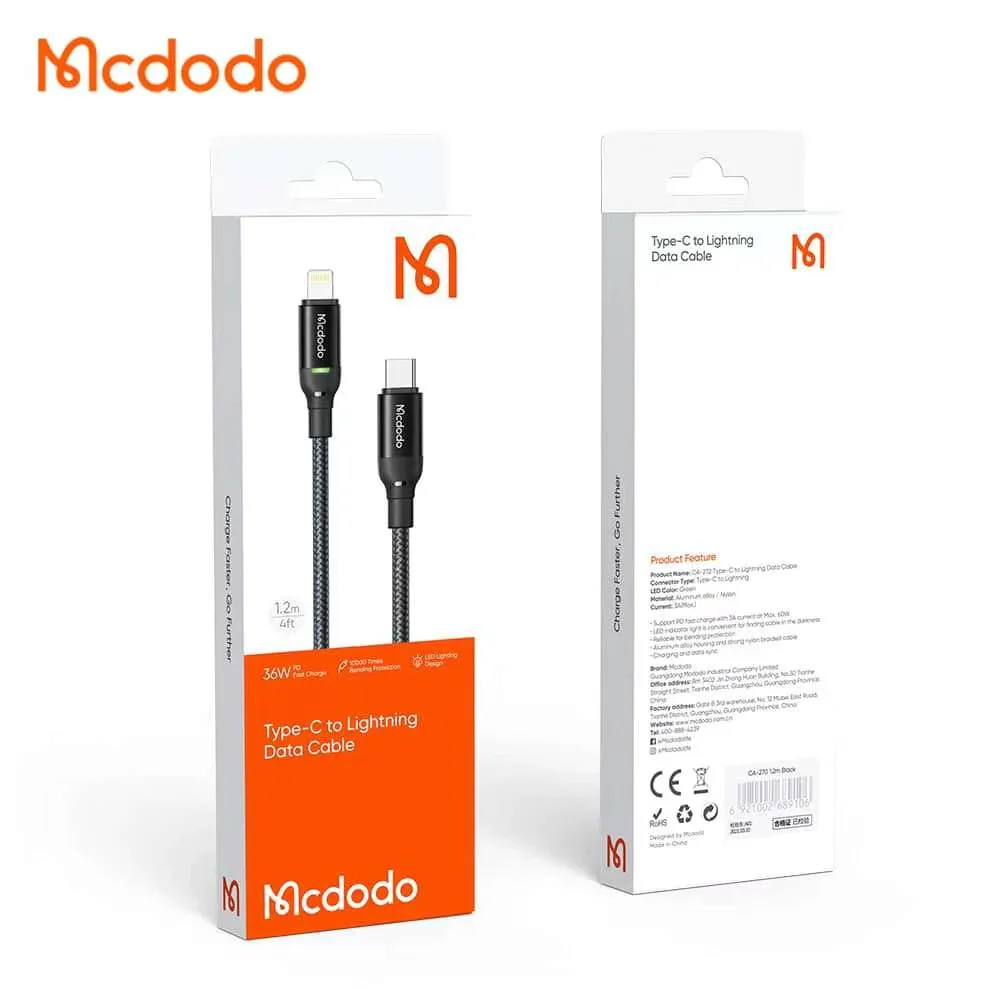Mcdodo CA-272 36W PD Type-C to Lightning Fast Data-Charging Cable – 1.2m - Image 7