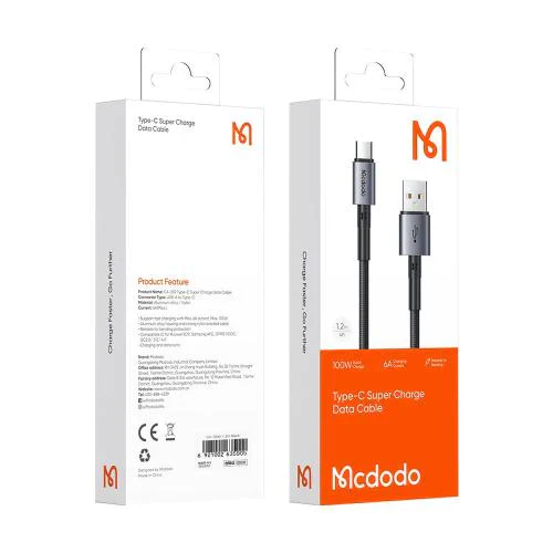 Mcdodo CA-3590 USB- A to USB-C Cable 100W 1.2m – Black - Image 5