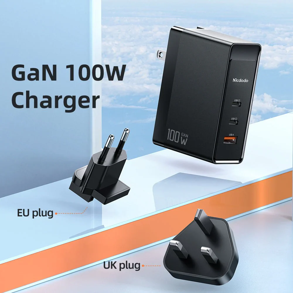 Mcdodo CH-810 Pro 100W GaN Dual Type-C + USB Universal Charger (EU/UK/US) - Image 4