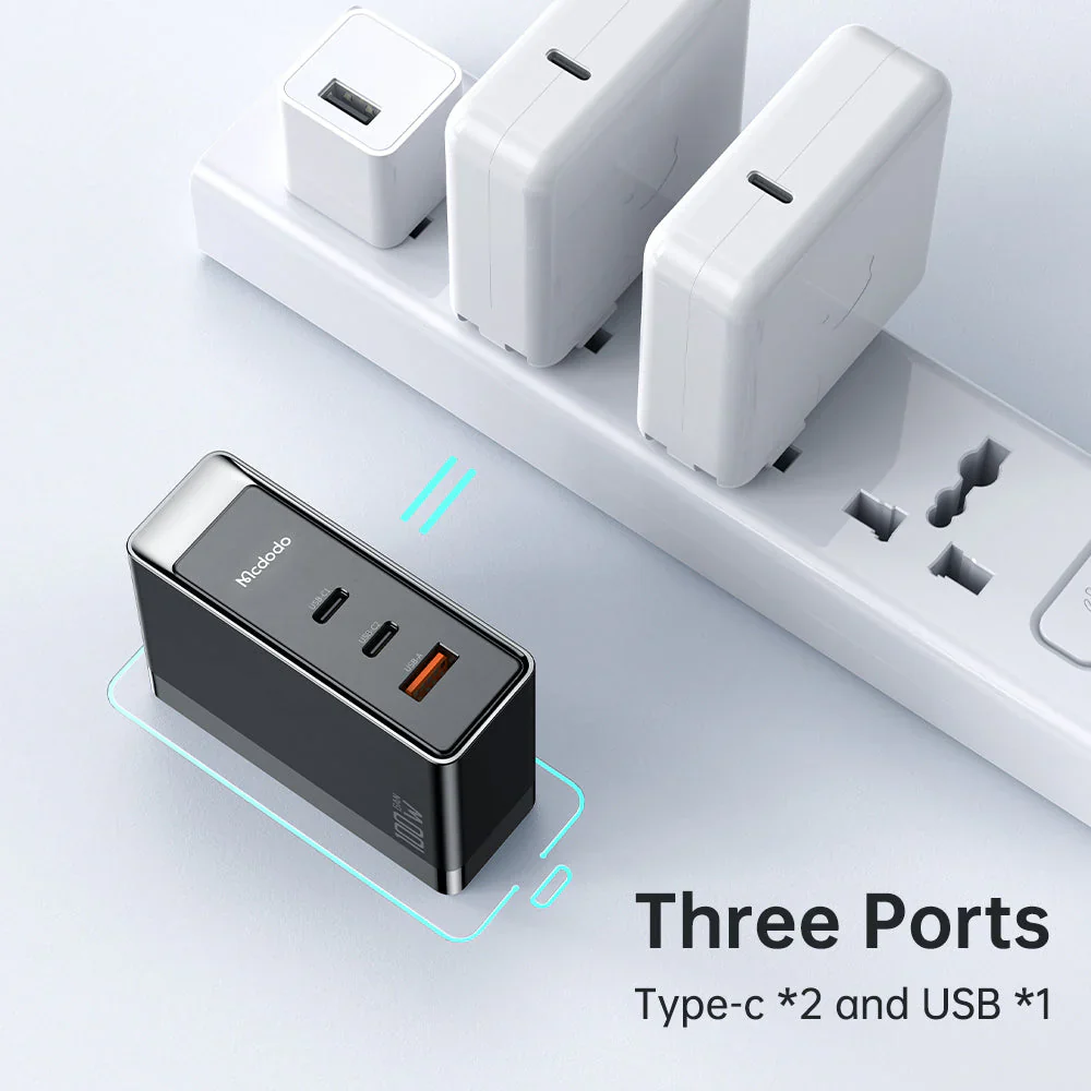 Mcdodo CH-810 Pro 100W GaN Dual Type-C + USB Universal Charger (EU/UK/US) - Image 6