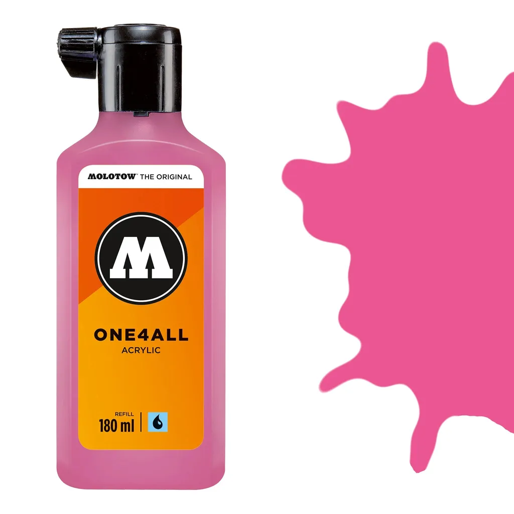 Molotow One 4 All Acrylic Paint Refill 180ml- Neon Pink - Image 2