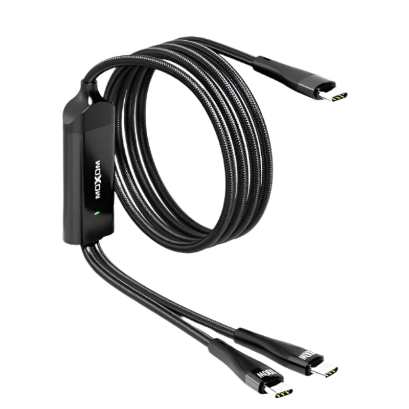 MOXOM 2023 Hot Selling 2 in1 usb-c 100w Pd Charging Data Cable LED Display Type C Charging for USB C Laptop