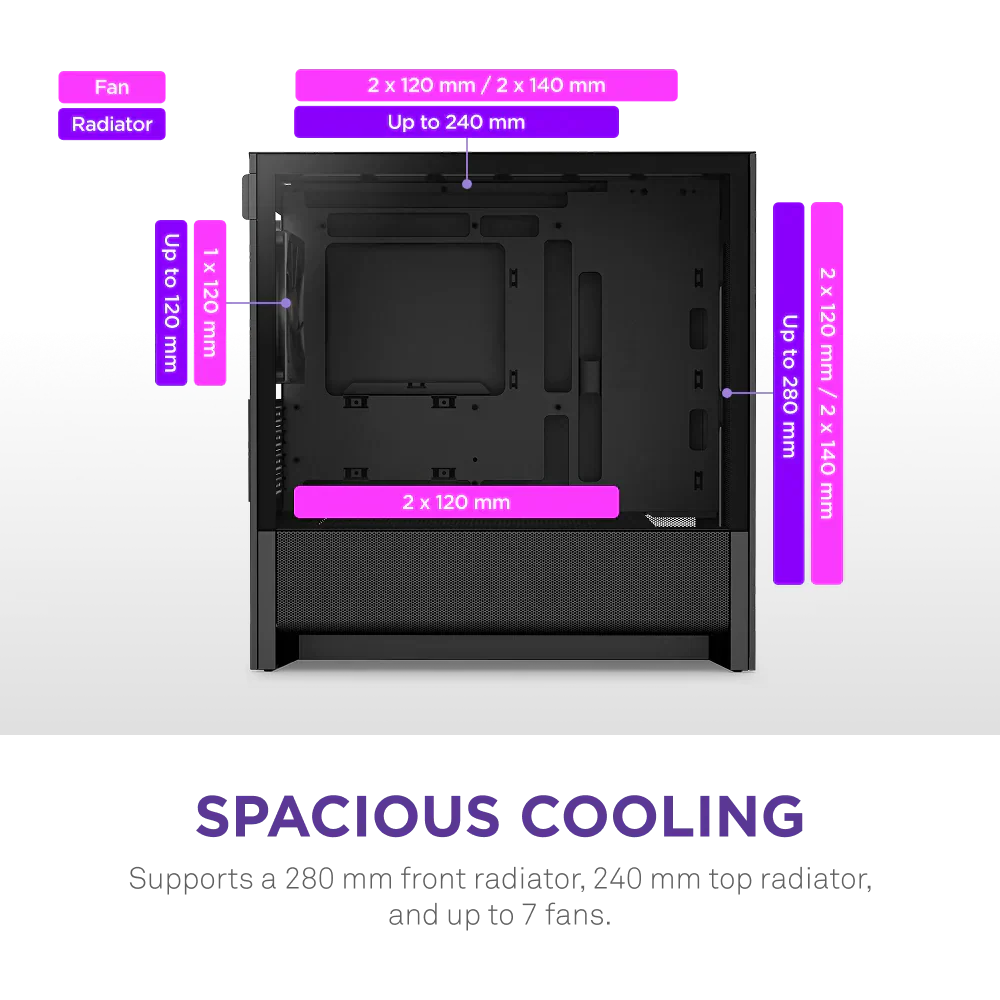 Nzxt H3 Flow (2025) Micro-Atx Mid Tower Case - All Black - Image 4