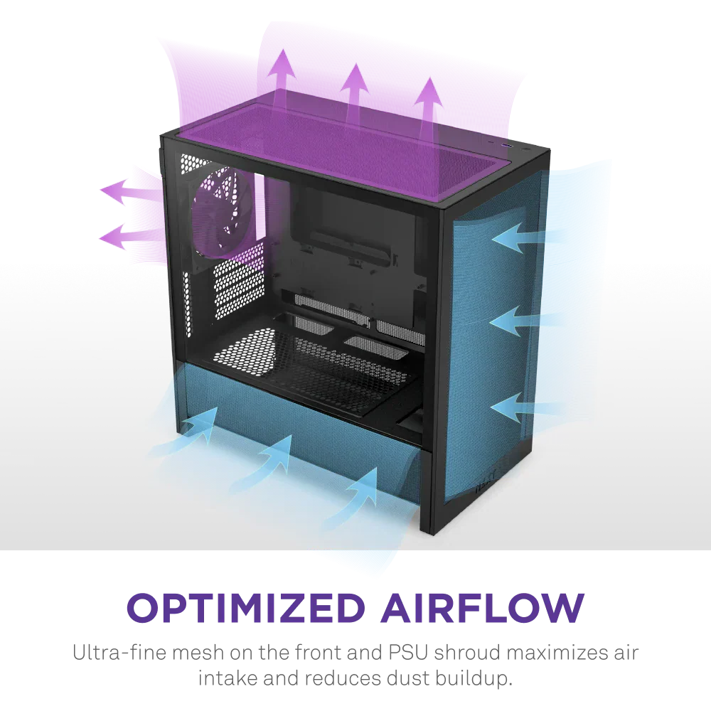Nzxt H3 Flow (2025) Micro-Atx Mid Tower Case - All Black - Image 5