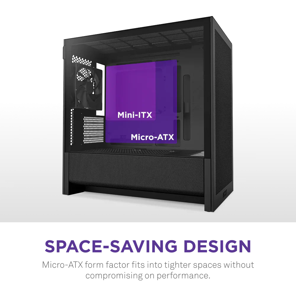 Nzxt H3 Flow (2025) Micro-Atx Mid Tower Case - All Black - Image 6