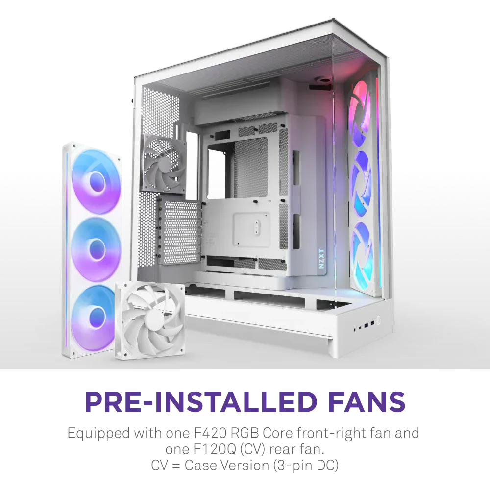 Nzxt H9 Flow Rgb (2025) Dual-Chamber Mid Tower Case With Rgb Fans All White - Image 2