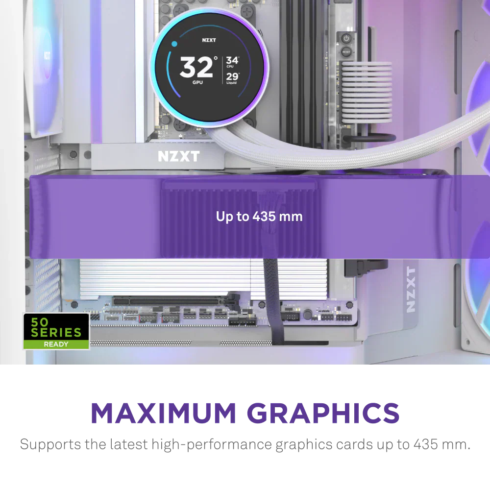 Nzxt H9 Flow Rgb (2025) Dual-Chamber Mid Tower Case With Rgb Fans All White - Image 6