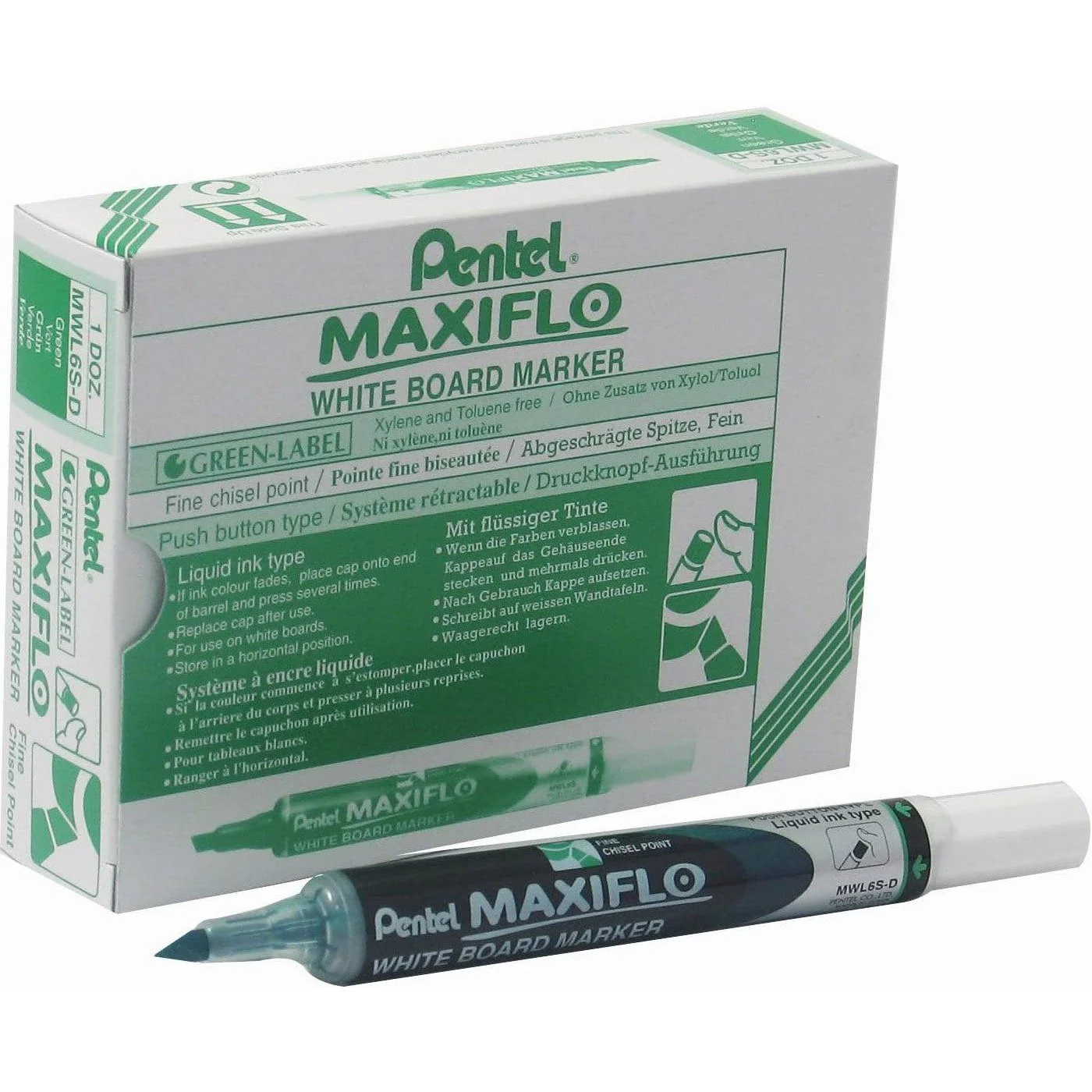 Pentel Maxiflo White Board Chisel Tip Marker (Pack Of 12) - Image 8