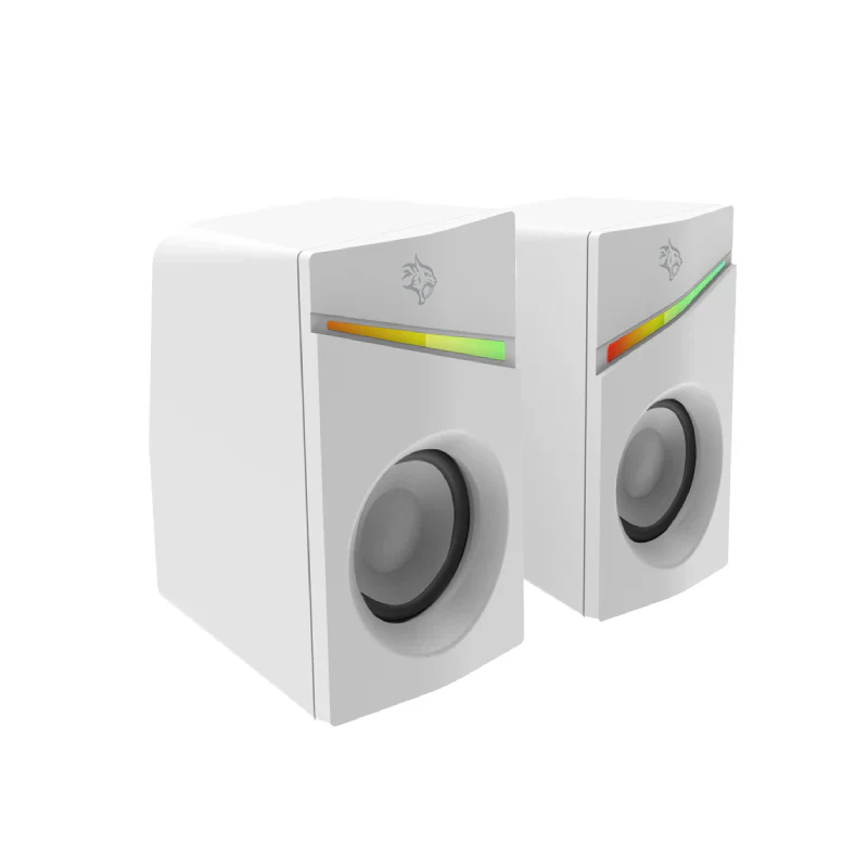 Porodo Gaming Gaming Stereo Wired Speakers Volume Knob Control - 1.1 Meter / 3.5mm Aux / USB - White - Image 2