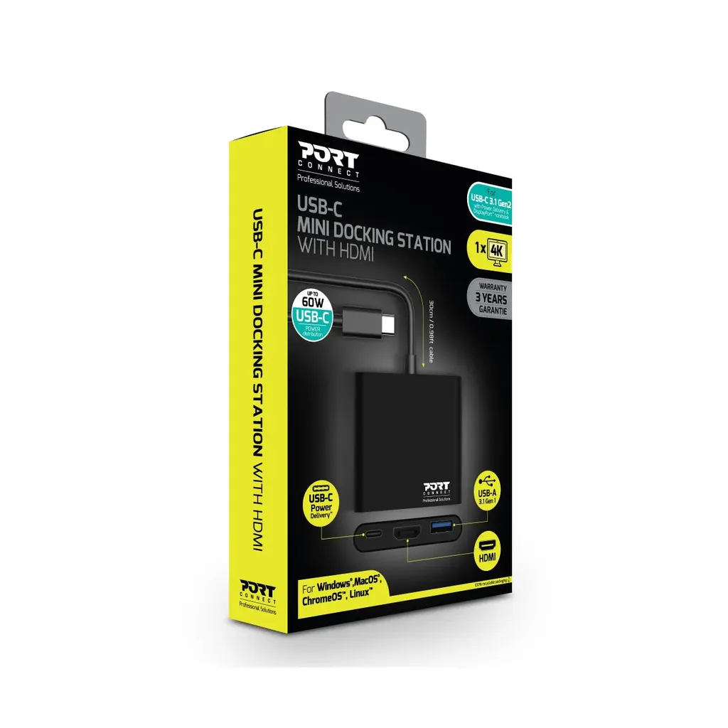 Port Designs USB C Mini Docking Station HDMI USB C 31 Gen2 - Image 3