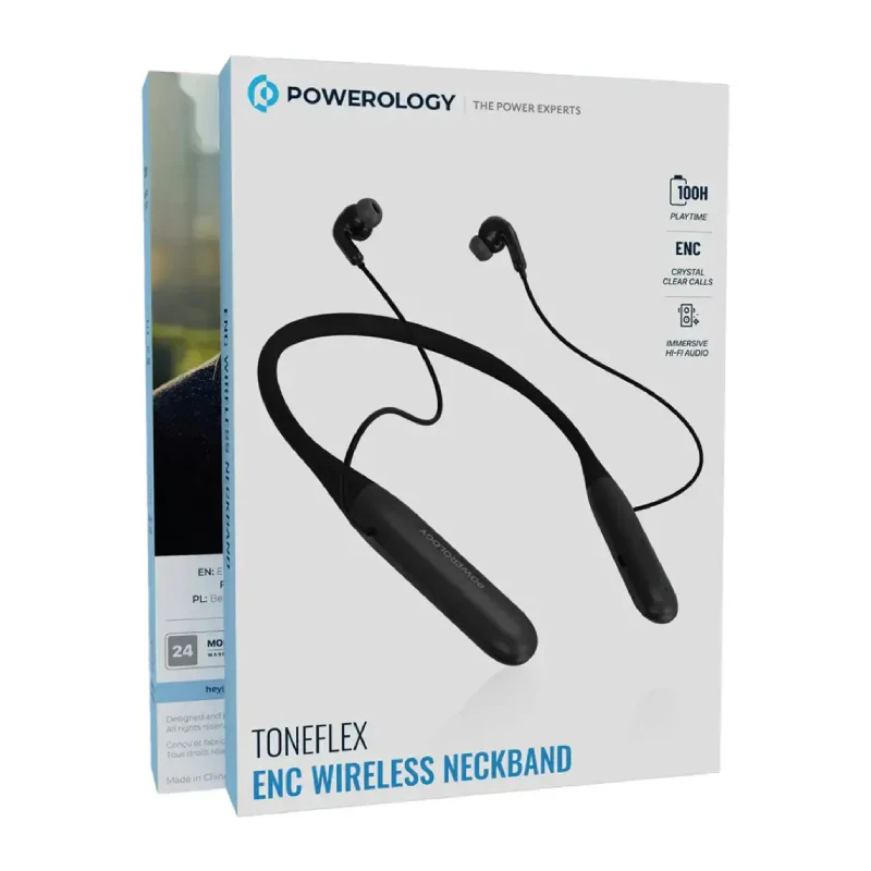 Powerology Toneflex ENC Wireless Collar Neckband - 850 mAh / Black - Image 2
