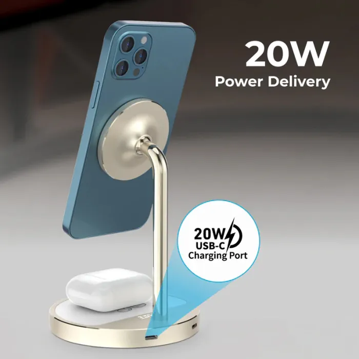 Promate 40W High Output Wireless Charging Station Gold - Image 3
