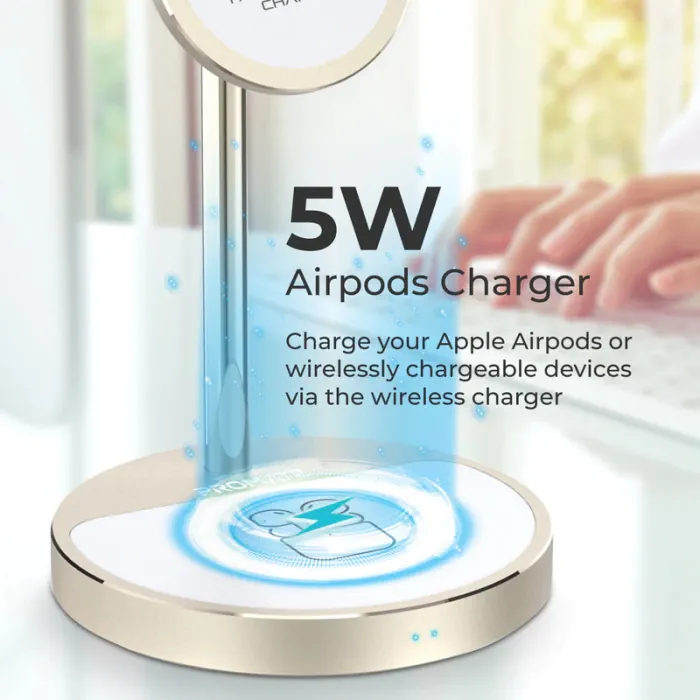 Promate 40W High Output Wireless Charging Station Gold - Image 4