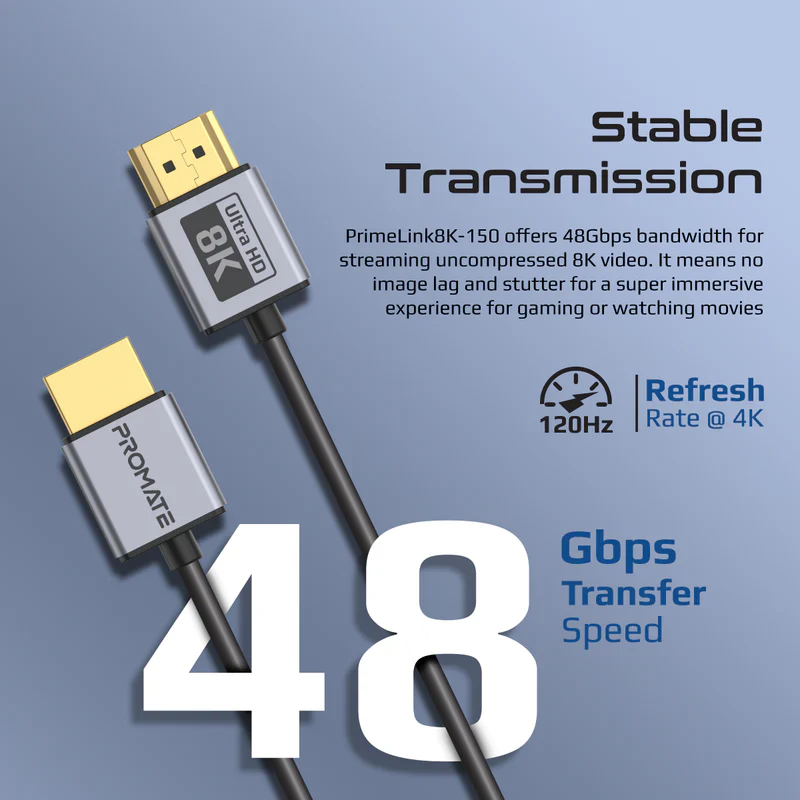 Promate Certified Ultra-High-Speed 8K@60Hz HDMI Slim Flexible Cable - Image 4