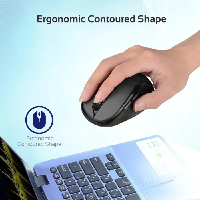 Promate Clix-7 2.4GHz Wireless Ergonomic Optical Mouse - Black - Image 4