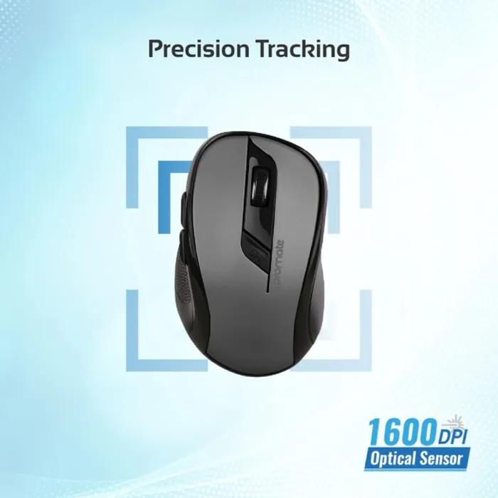 Promate Clix-7 2.4GHz Wireless Ergonomic Optical Mouse - Black - Image 6