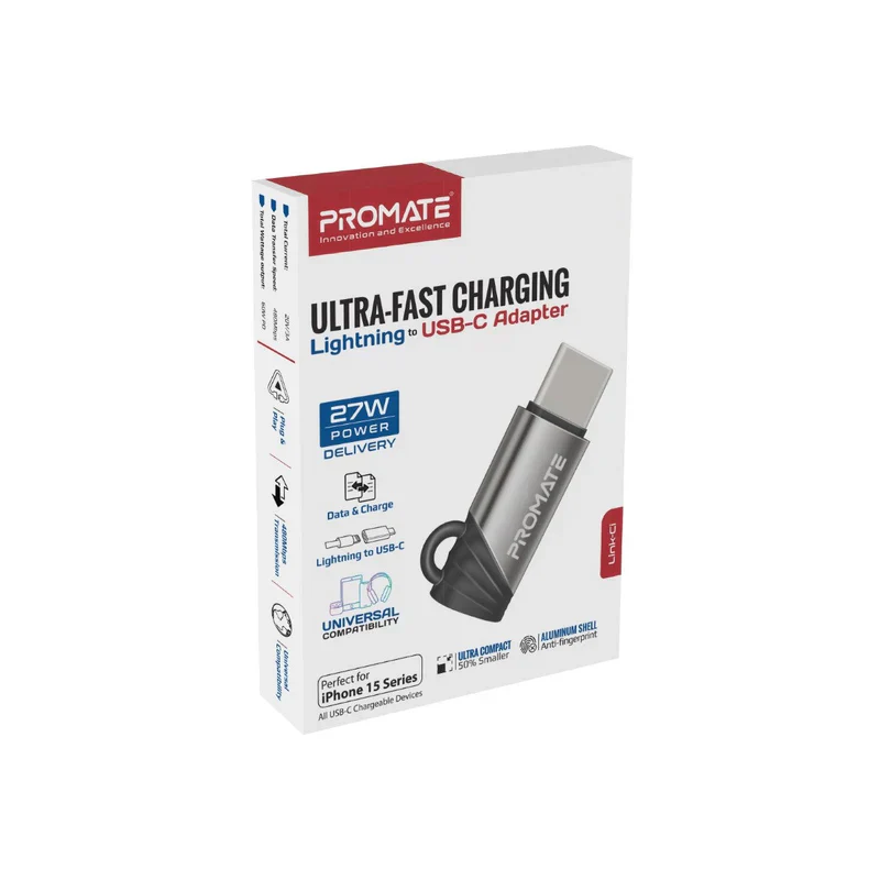 PROMATE Link-Ci Ultra-Fast Charging Lightning to USB-C Adapter - Image 7