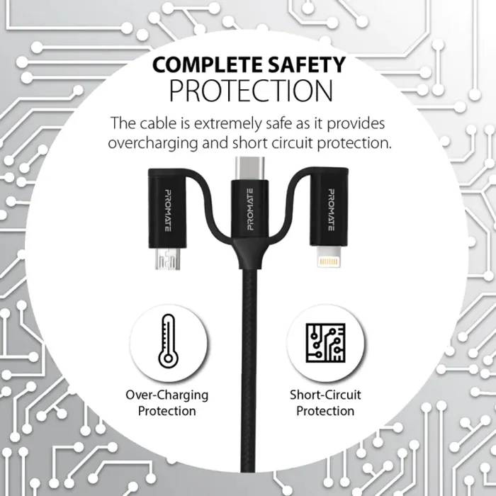 Promate PentaPower 6-in-1 Hybrid Multi-Connector Cable For Charging & Data Transfer - Image 4