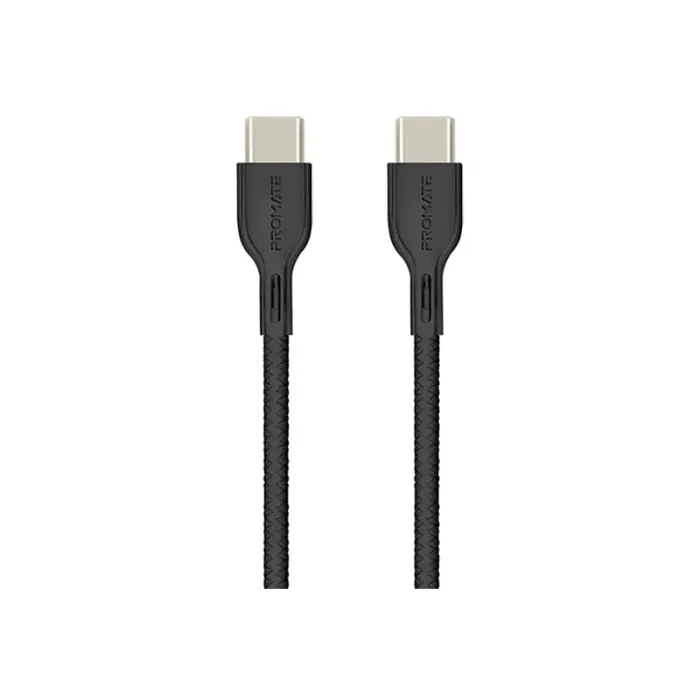 Promate Power Beam 60W USB-C to USB-C Fast Charging Data Cable Black