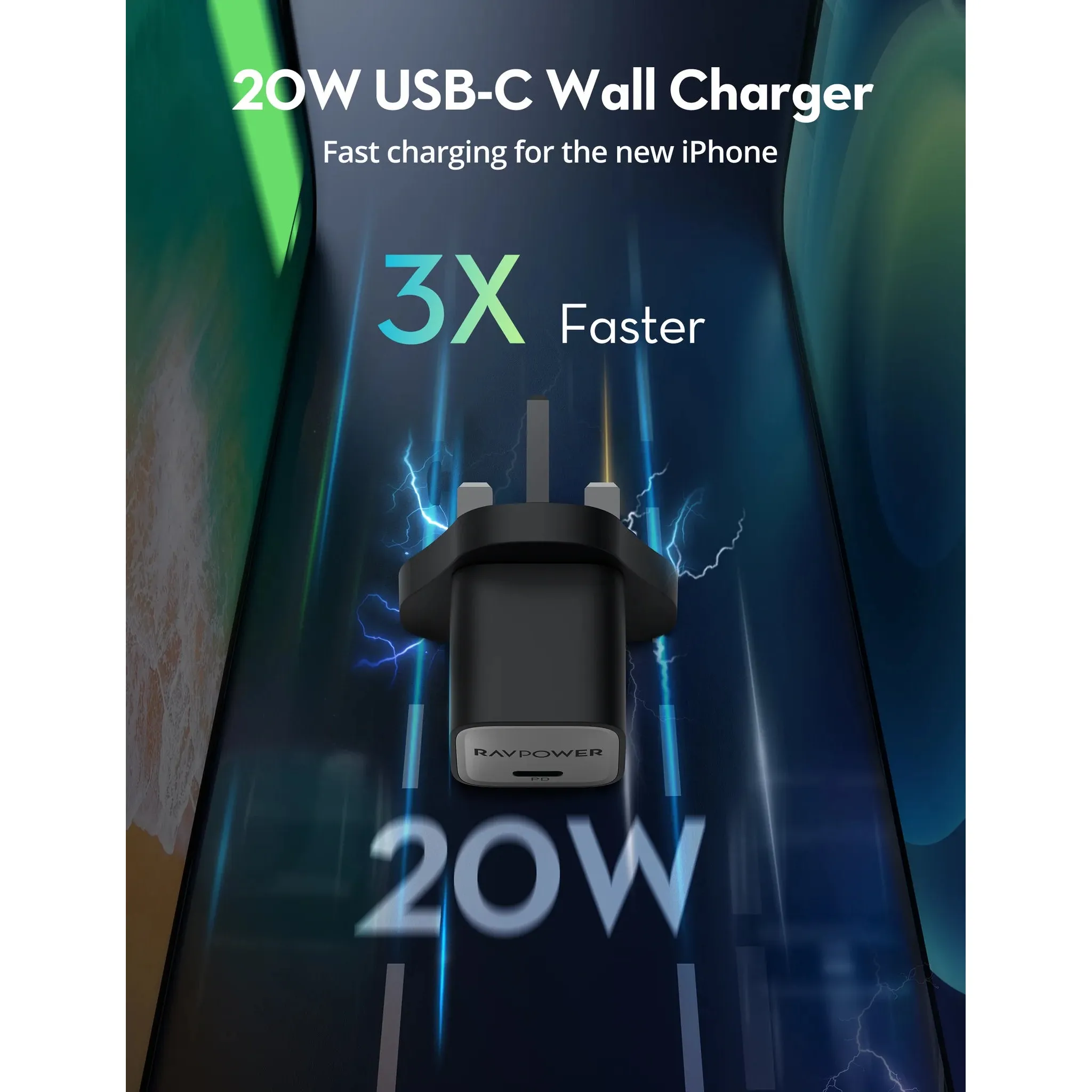 Ravpower Rp-Pc1055 Mini Pd20W  Gan Type C Charger Black - Image 2