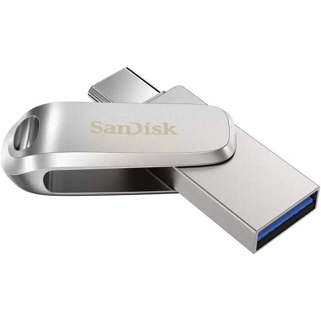 Sandisk Ultra Dual Drive Luxe Flash Drive – 128Gb/ 400Mb/S/ Usb 3.1 Gen 1/ Type-C/ Silver