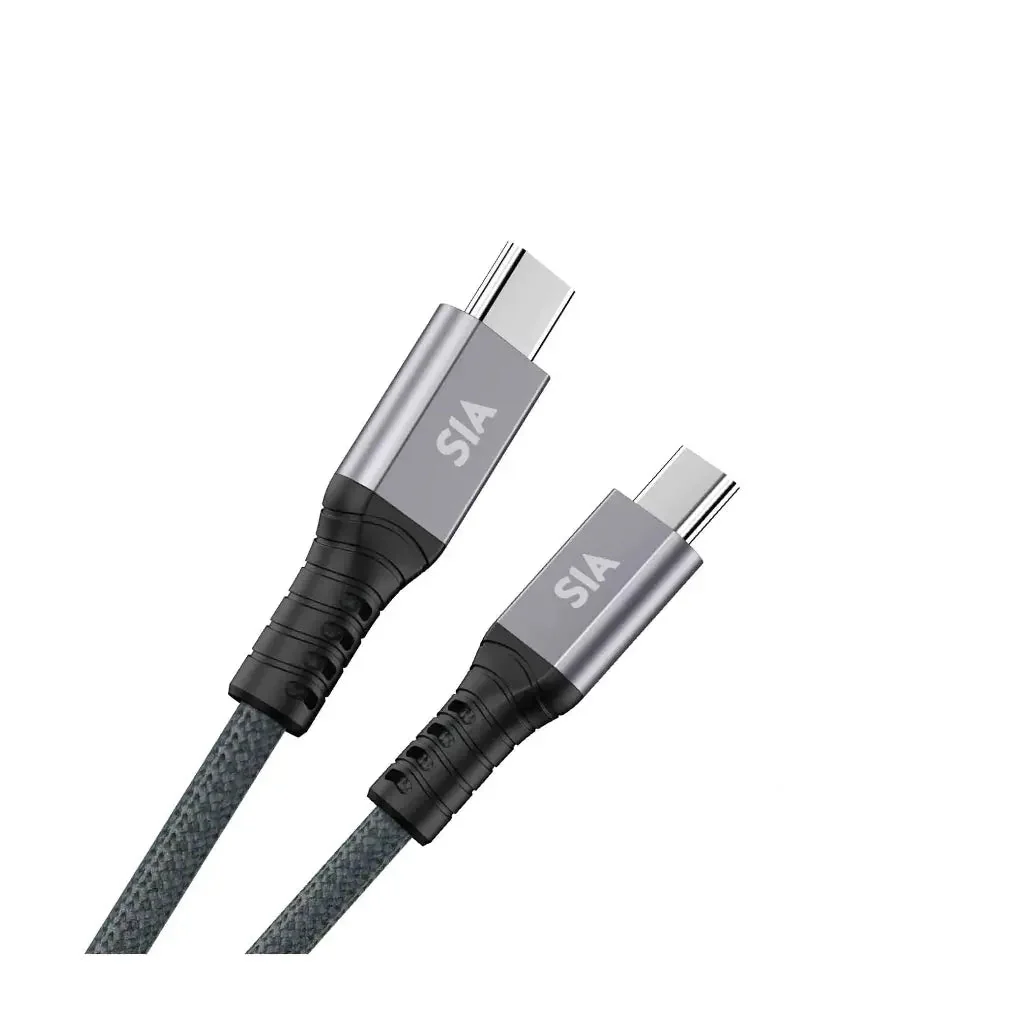 SIA Powerlink Beaided C-C 240W Cable With 40GBPS Emark IC - 1.0m Gray