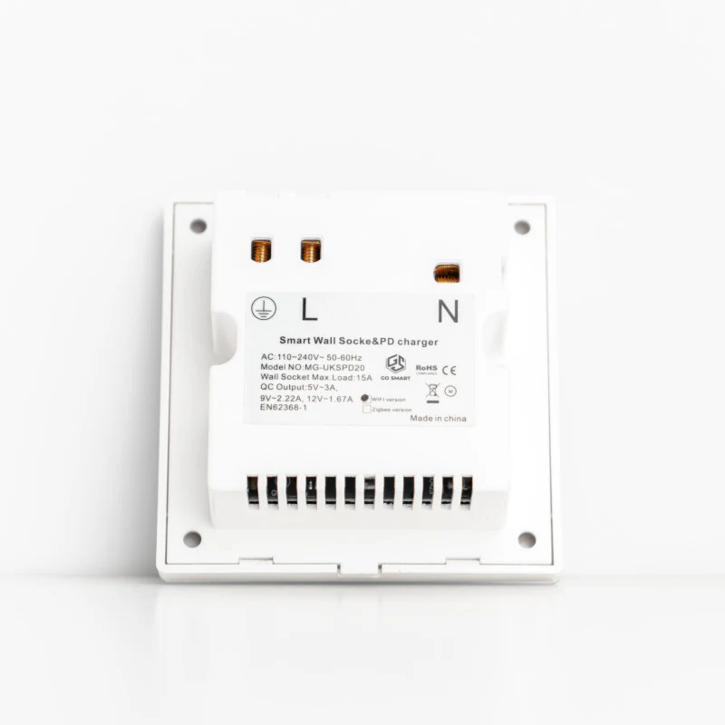 Smart Single Wallmount Socket With USB WI-Fi - White - Image 4