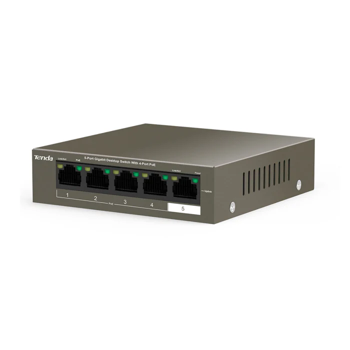 TENDA 5-Port Gigabit Desktop Switch with 4-Port PoE - Image 3