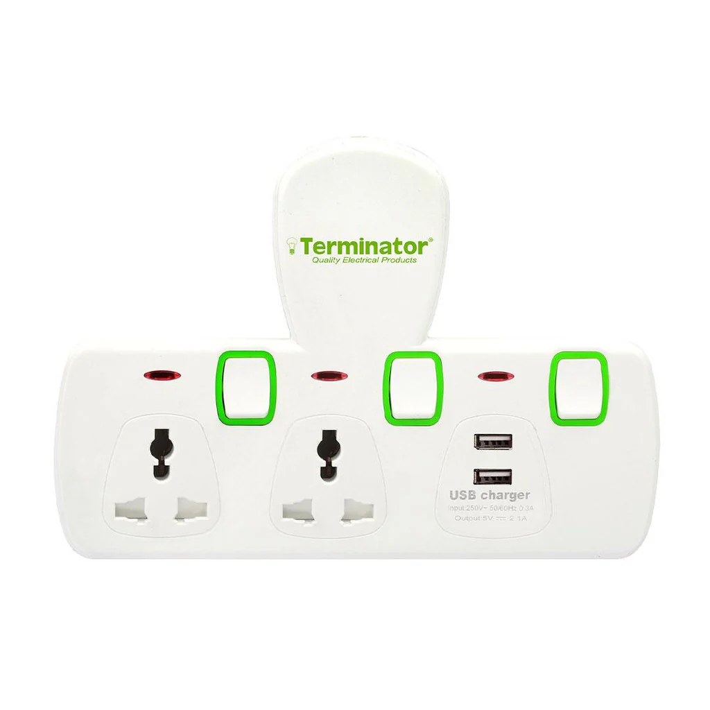 Terminator 2 Way Universal T-Socket USB