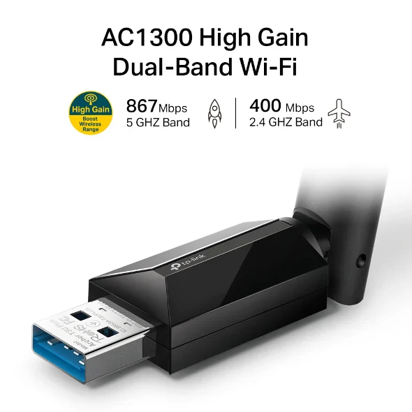 TP-Link Archer T3U Plus AC1300 High Gain Wireless Dual Band USB Adapter - Image 2