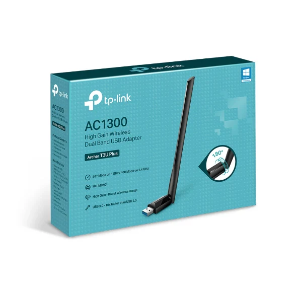 TP-Link Archer T3U Plus AC1300 High Gain Wireless Dual Band USB Adapter - Image 3