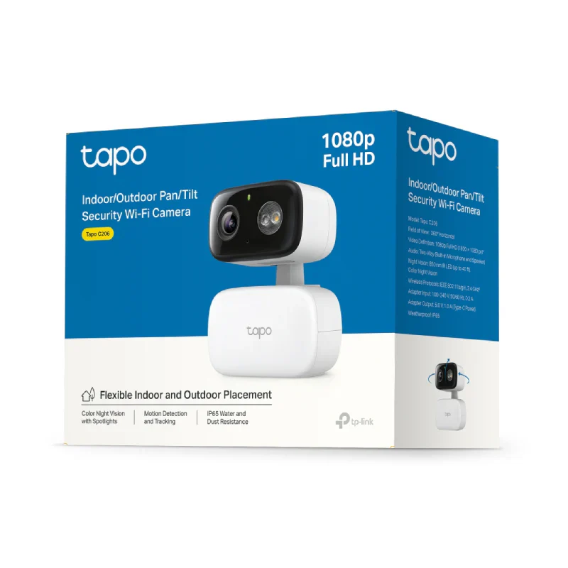 TP-Link Tapo C206 Indoor/Outdoor Home Security Wi-Fi Camera - FHD / 30 fps / Two-Way Audio / AI Detection / Night Vision - Image 7