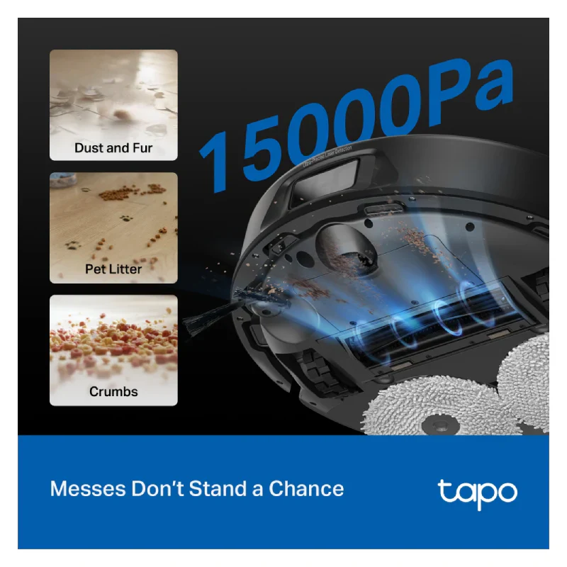 TP-Link Tapo RV50 Pro Omni Robot Vacuum & Mop + Advanced Self-Cleaning Docking Station - 5200 mAh / 280 ml - Image 5