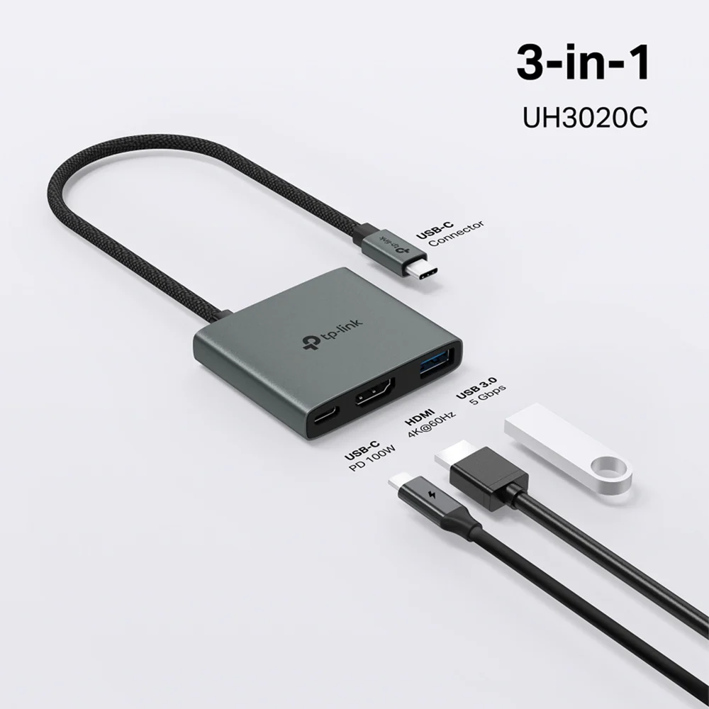 TP-Link UH3020C USB-C 3 in 1 Hub HDMI 4K @60Hz - Image 2