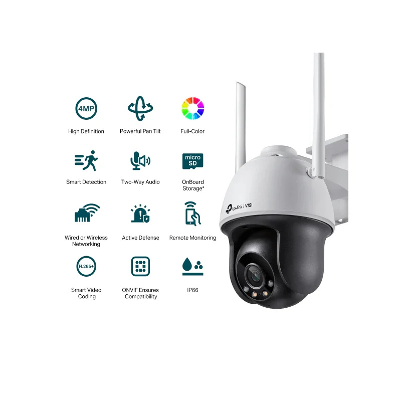 TP-Link (VIGI C540-W) VIGI 4MP Outdoor Full-Color Wi-Fi Pan Tilt Network Camera - 2560 X 1440 / LAN - Image 2