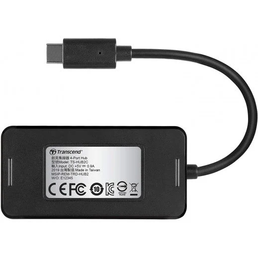 Transcend 4 Port USB-A Hub USB C - Black - Image 4
