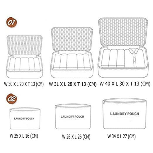 Travel Laundry Pouch 6Pcs Set - Black - Image 2