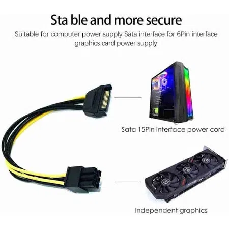 TV-out Cable 15 Pin SATA to 6-Pin PCI Express Card Power Cable - Image 4