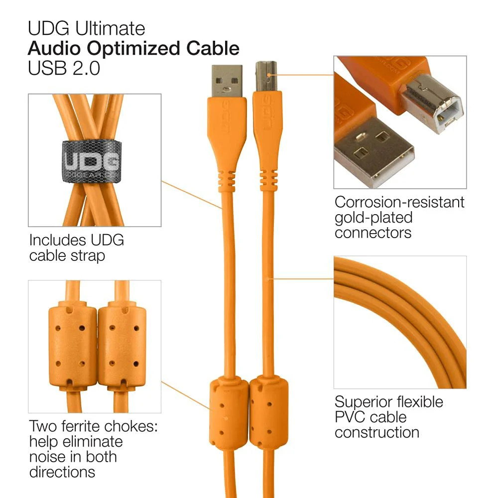 UDG Ultimate Audio Cable USB 2.0 A-B Orange Straight 1m - Image 5