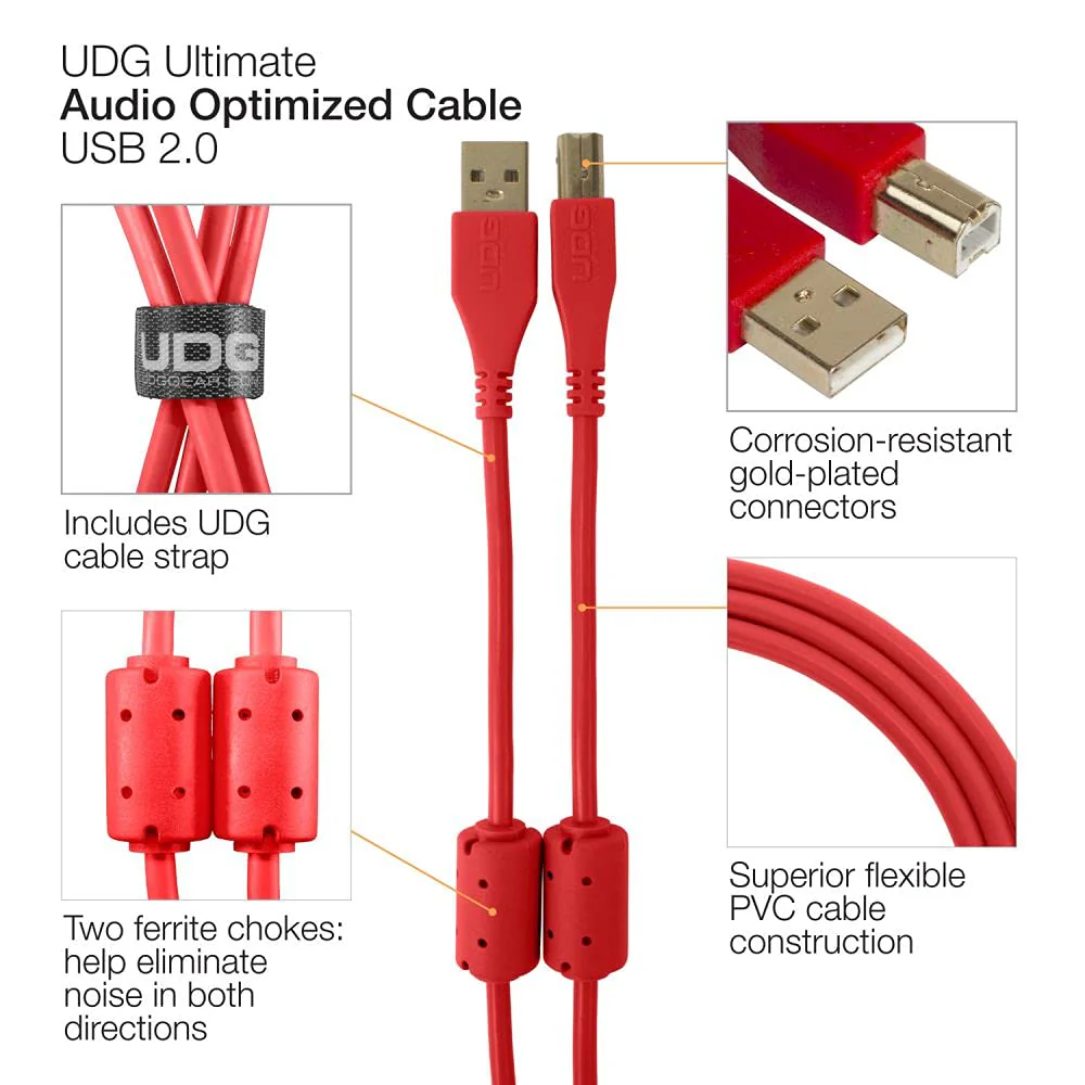 UDG Ultimate Audio Cable USB 2.0 A-B Red Straight 1m - Image 4