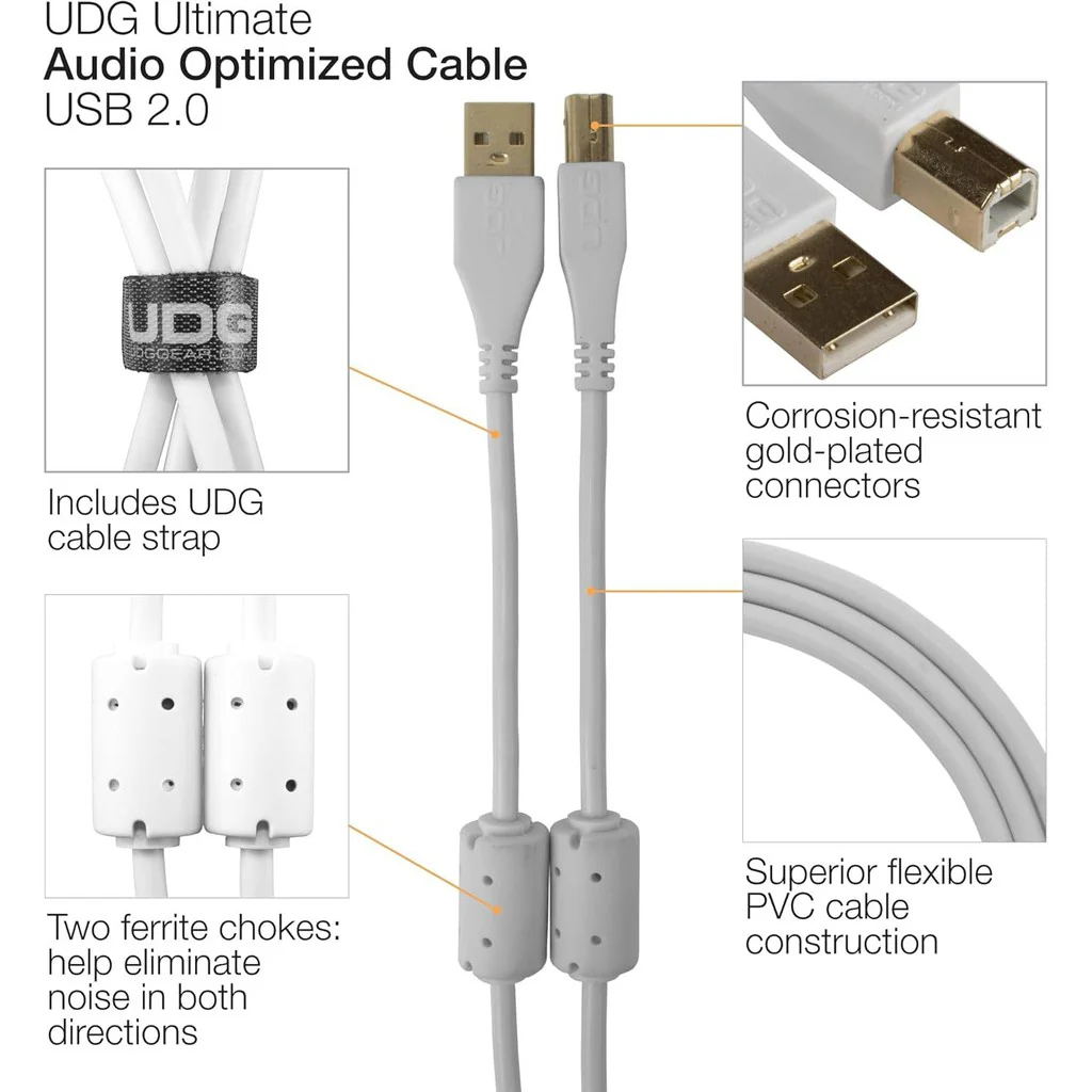 UDG Ultimate Audio Cable USB 2.0 A-B White Straight 1m - Image 7