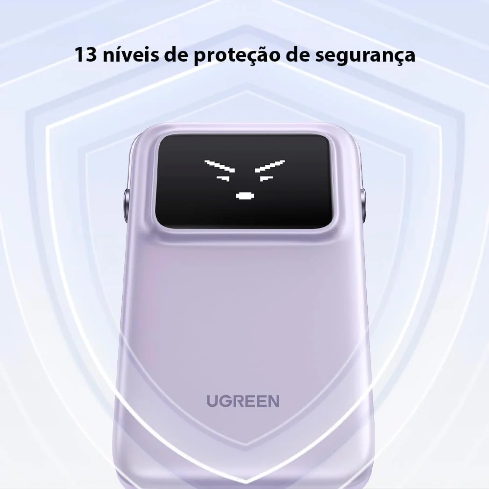 UGREEN 10000mAh Power Bank with Built-in Cable 15W PB511 - Purple - Image 2