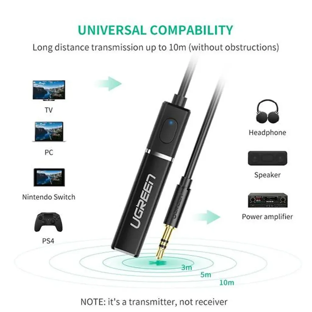 UGreen Bluetooth 5.0 Audio Transmitter 3.5mm Toslink Optical Black - Image 2