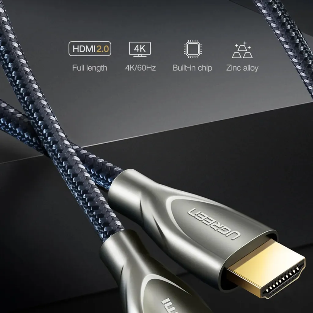 UGreen HDMI 2.0 Carbon Fiber Zinc Alloy Cable 5 Meter Black - Image 4